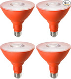 EDISHINE PAR38 Orange LED Flood Light Bulbs Outdoor, Dimmable LED Light Bulb, 18W(120W Equivalent), Outdoor Weatherproof Light Bulb for Party, E26 Base, 4 Pack