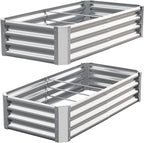 Galvanized Raised Garden Bed,Outdoor Planter Box Metal Patio Kit Planting Bed for Vegetables Flowers Herb (Galvanized, 4x2x1ft-2p)