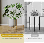 Adjustable Metal Plant Stand Indoor, Mid Century Modern Outdoor Planter Holder for 8 to 14 Inch Pots, Heavy Duty 160 LB Load, Corner Floor Stand for Home Garden Decor Golden