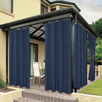 BONZER Outdoor Waterproof Curtains for Patio Privacy Grommet Light Filtering Outside Curtains for Gazebo, Porch, Pergola, Pavilion, 1 Panel, 84W x 95L inch, Navy