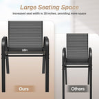 TLSUNNY Patio Chairs, Stackable Textilene Outdoor Dining Furniture for All Weather, with 17.7″ Wide Seat & Metal Frame, for Garden, Backyard, Deck, Restaurant, Poolside (4, Black, 26.4″)