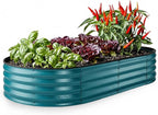 Plant & Plot Galvanized Raised Garden Beds Outdoor // 6×3×1 ft Planter Raised Beds for Gardening, Vegetables, Flowers // Large Metal Garden Box // Patented Tool-Free Design (Turquoise)