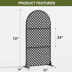 Casaphoria 72" H x 35" W Arched Metal Privacy Screen - Elegant Freestanding Outdoor Screen for Deck, Patio & Balcony - Versatile Decorative Privacy Panels for Home & Garden Use (Black-Laurence)