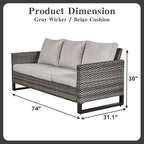 Belord 6 Piece Outdoor Furniture Patio Wicker Sofa Set, Oversize Outdoor Swivel Rocker Chairs with Rattan Ottomans, Conversation Sets Patio Furniture Come with Removable Washable Cushion