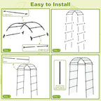 Miory Garden Arch Trellis for Climbing Plants Outdoor, Metal Plants Support Trellis for Climbing Vine Tomato Vegetable Flower Fruit, Cucumber Trellis for Raised Bed (32 x 83 Inch)