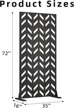 Casaphoria 72" H x 35" W Metal Privacy Screen, Outdoor Freestanding Decorative Divider for Patio, Deck, Balcony, and Garden with Stable Base, Black Keith