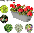 Window Box Planter, 6 Packs 17 Inches Rectangle Planters Box with Drainage Holes and Trays, Vegetable Planters for Windowsill Patio Garden Home Decor Porch Yard Light Gray