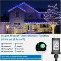 String Lights 200 LED 66 ft Outdoor Waterproof, Blue and White