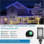 String Lights 200 LED 66 ft Outdoor Waterproof, Blue and White