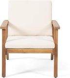 Christopher Knight Home Carlos Outdoor Acacia Wood Club Chairs with Cushions (Set of 2), Brown Patina Finish, Cream