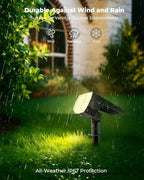 6 Packs Solar Spot Lights Outdoor, 64 LED 3000K Solar Lights Outdoor, IP67 Waterproof, Adjustable Brightness Dusk to Dawn Solar Spotlights for Garden, Yard, Lawn, Walkway, Driveway - Warm White