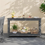 Stoog All-Weather Console Table, 2-Tier Patio Console Table Outdoor with Storage, Low Maintenance, and Never Fade or Rot, Grey