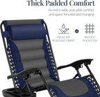 Best Choice Products Oversized Padded Zero Gravity Chair, Folding Outdoor Patio Recliner, XL Anti Gravity Lounger for Backyard w/Headrest, Cup Holder, Side Tray, Polyester Mesh - Navy/Gray