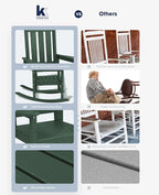 KINGYES Oversized Outdoor Rocking Chair Set of 2, All-Weather Patio Rocking Chairs for Porch, HDPE Outdoor Patio Rockers with High Back & Wide Seat for Garden, Lawn, Green