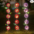 Set of 3 Solar Garden Lights,22.6'' H Flowers Decorative Garden Stakes,Waterproof Metal Spring Yard Art Decor,Solar Stake Lights for Outside,Lawn,Yard,Patio