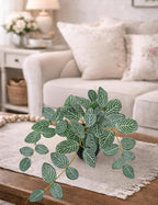 17.7" Artificial Plants Indoor Home Decor, Fake Potted Silk Plants for Shelves, Desks, Living Room, Home & Office Decor, Small Artificial Ivy Vine Nerve Plant in Pot, Faux Greenery Tropical Plant