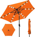 Best Choice Products 7.5ft Outdoor Solar Market Table Patio Umbrella for Deck, Pool w/Tilt, Crank, LED Lights - Orange