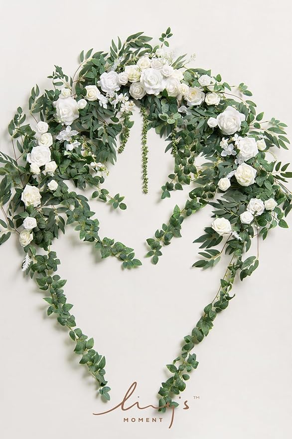 Artificial Flower Garland 6.5 Ft Sage and White Silk Arch Swag