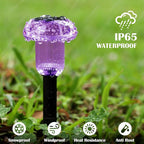 Solar Lights Outdoor Pathway Waterproof 8 Pack Purple LED Acrylic Mushroom Decorative Garden Lights for Yard Landscape Patio Outside Decorations