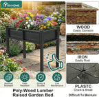 YITAHOME Elevated Garden Bed Poly-Wood All-Weather Raised Garden Bed with Legs & Drainage Hole HDPE Elevated Planter Box for Herbs Vegetables Flowers Plant Bed for Garden Balcony Backyard, Black