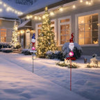 Christmas Solar Garden Stake Lights,2 Pack Snowman＆Santa Claus Xmas Pathways Lights,Solar Christmas Decorations for Outside Lawn Patio Landscape