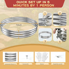 Durable Round Galvanized Steel Raised Garden Bed for Planting,Round Galvanized Steel Fire Ring/Fir Pit for Outdoor- 6×6×1FT,0.8MM Thick (Silver, 72 ins Diameter x 12 ins high)