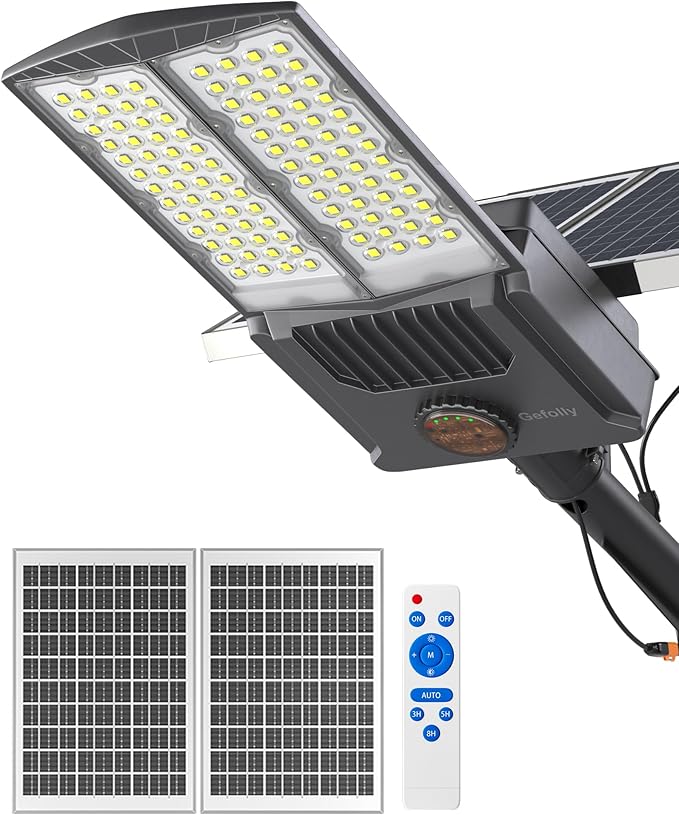 Solar Street Light, 104 LED Beads, 40000mAh Battery, Black Aluminum