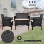 Homall 4 Pieces Outdoor Patio Furniture Sets Rattan Chair Wicker Set,Outdoor Indoor Use Backyard Porch Garden Poolside Balcony Furniture (Black and Beige)
