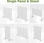 Casaphoria 72" H x 35" W Metal Outdoor Privacy Screen, Freestanding Decorative Divider for Patio, Deck, Balcony, and Garden with Stable Base, White-Godfre