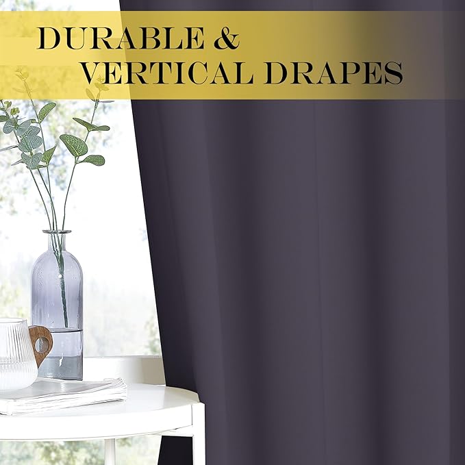NICETOWN Room Darkening Curtain for Living Room - Energy Saving Thermal Insulated Grommet Room Darkening Curtain/Drape for Bedroom (1 Panel, 46 by 72, Greyish Purple)