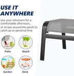 Outdoor Patio Ottoman Seat Textilene Portable Metal Footstool Portable Footrest Patio Chairs 2 Set Grey