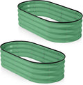 Plant & Plot Galvanized Raised Garden Beds Outdoor // 4×2×1 ft (2-Pack) Planter Raised Beds for Gardening, Vegetables, Flowers (Light Green) // Large Metal Garden Box