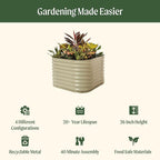 Vego garden 26" Extra Tall Raised Garden Bed Kits, 4 in 1 Modular Raised Planter Box for Vegetables Flowers Fruits Oval Metal Raised Garden Pearl White