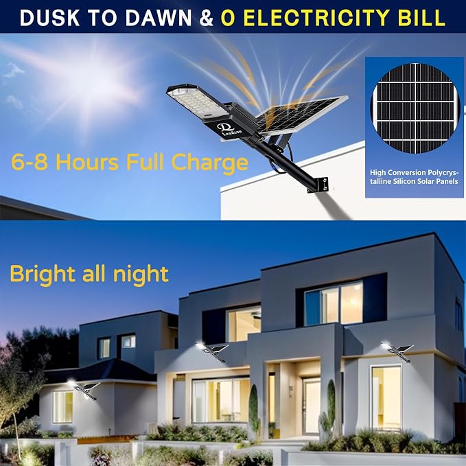 Solar Flood Security Light, 56 LED Beads, IP67 Waterproof Black