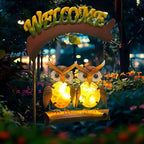 HONGLAND Solar Lights Outdoor Decor, Owl Swing Garden Decor, Owl Gifts for Women Mom, Whimsical Garden Lights Outdoor Decorations with Welcome Sign for Outside Patio Yard Lawn Decor-48inch