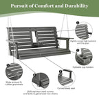 Poly Lumber 2-Seat Porch Swing, HIPS 4.5-Feet Bench Swing with Foldable Cup Holders,18/8 Stainless Steel Hardware, High Backrest and Deep Contoured Seat (Deep Gray, 4.5-feet)