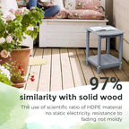 Adirondack Square Outdoor Side Table,2-Tier Storage Patio Side Table, HDPE End Tables for Backyard Pool Porch Garden Lawn