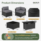Aoxun 15 Piece Patio Furniture Set with 44” Fire Pit Table Wicker Rattan Patio Sectional Sofa Set Outdoor Seating Furniture with Thickened Cushion, Grey