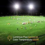 2pack 400W LED Flood Lights Outdoor, 5000K Daylight White 50000LM Super Bright LED Arena Lights 100-277V IP66 Waterproof Commercial Lighting for Sports, Fields, Stadiums