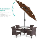 Best Choice Products 7.5ft Outdoor Solar Market Table Patio Umbrella for Deck, Pool w/Tilt, Crank, LED Lights - Brown