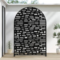 Casaphoria 72" H x 47" W Arched Metal Privacy Screen - Elegant Freestanding Outdoor Screen for Deck, Patio & Balcony - Versatile Decorative Privacy Panels for Home & Garden Use (Black-Gerald)