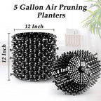Air Pruning Planters 5 Gallon 6-Pack, Sturdy Plastic Roots Control Planter Container for Fruit Vegetable Garden Orchard, Size 12"x12",Black