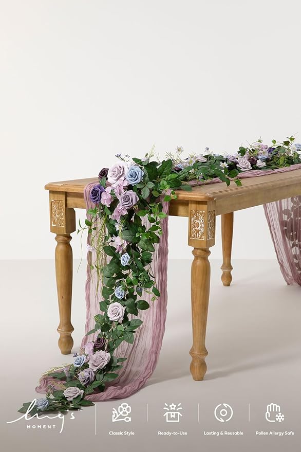Artificial Flower Garland, 6 FT Purple Silk Trailing Eucalyptus Vine