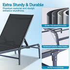 Outdoor Chaise Lounge Chair Set of 2, Foldable & Assemble-Free, 6 Adjustable Positions, Durable Rust-Resistant Frame, Portable Outdoor Pool Lounge Chairs for Pool Patio Beach, Black