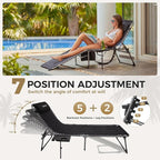 KingCamp Oversize Lounge Chair Outdoor, Extra Large Padded Folding 5 Positions Chaise Tanning Chairs with Pillow & Side Table for Outside Sunbathing Beach Patio Pool Camping (Black)