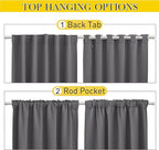 NICETOWN 2 Panels Outdoor Curtains Waterproof Pocket & Back Tab on Top & Bottom, Thermal Insulated Windproof Sun Blocking Outside Privacy Drapes for Patio with Fixed Rope, W84 x L95, Grey