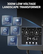 DEWENWILS 300W Low Voltage Landscape Transformer with 2 Zones, 120V AC to 15V DC, Low Voltage Transformer with Remote, Photocell Sensor & Timer, Outdoor Landscape Lighting for Spot Light Steplight