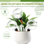 6 Pack Self Watering Globes for Indoor Plant Plastic Water Bulbs 17.5 oz Automatic Watering Planter Insert Top Fill with Slow Release Control Plants Watering Devices System, Water Spikes Stakes