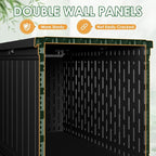 Devoko 160 Gallon Double-Wall Deck Box with Divider, Side Handles, HDPE Outdoor Large Storage Box Waterproof and Lockable for Patio Furniture, Garden, Pool (Black, 160 Gallon)