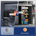 Yizosh Metal Storage Cabinet with Lock - 72" Garage Storage Cabinet with 2 Locking Doors and 5 Adjustable Shelves, Black Steel Lockable for Office,Home,Garage
